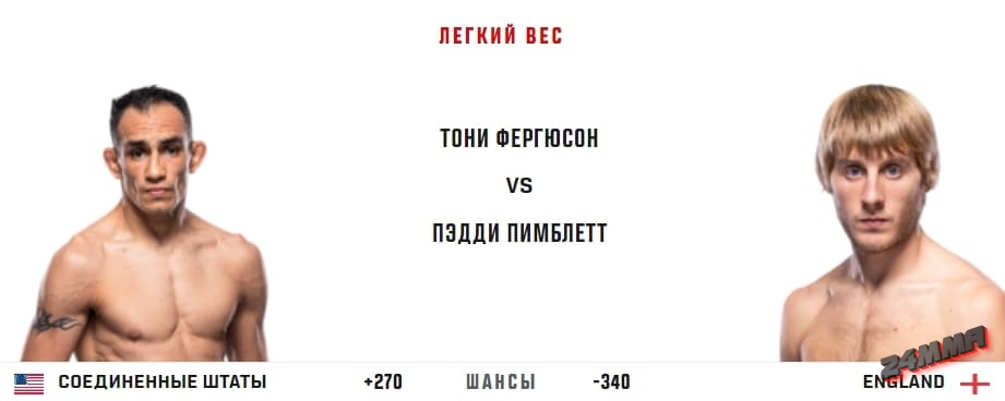 Тони Фергюсон – Пэдди Пимблетт прогноз на бой