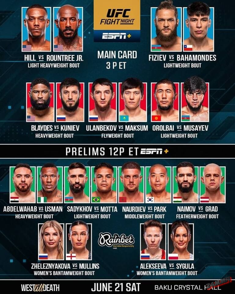 Участники и кард UFC Fight Night Hill vs. Rountree