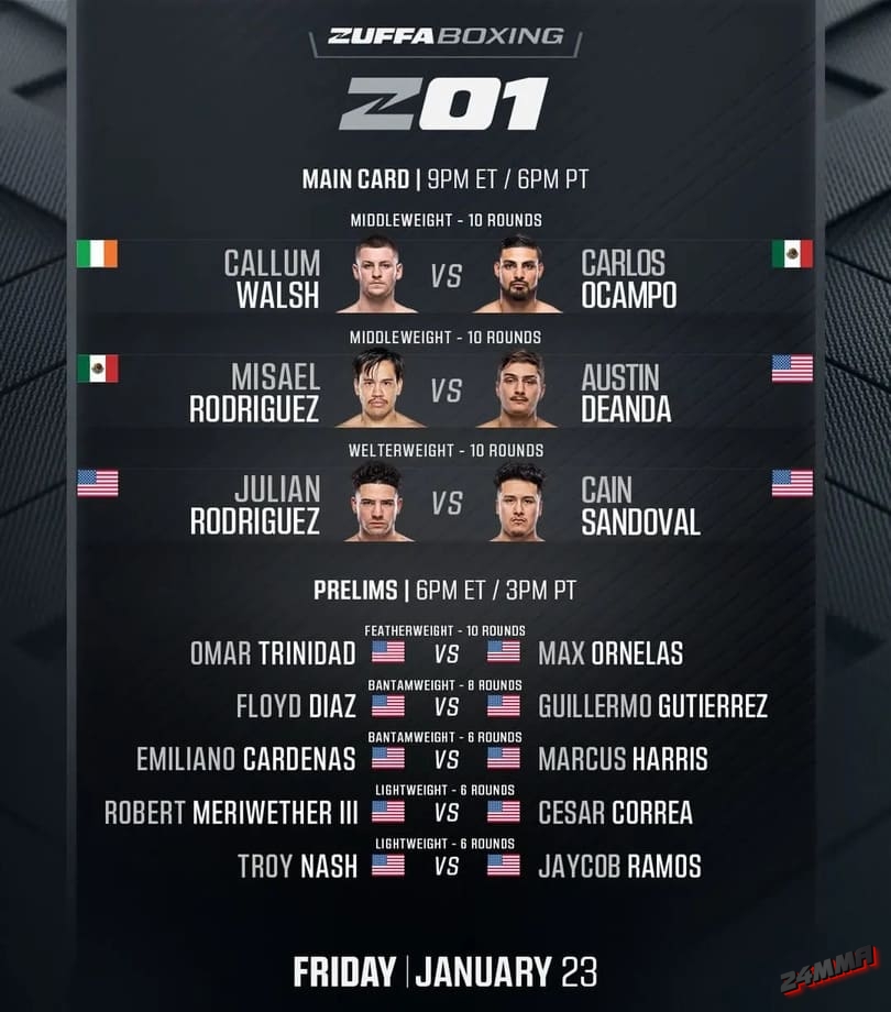 Участники и кард Zuffa Boxing 1
