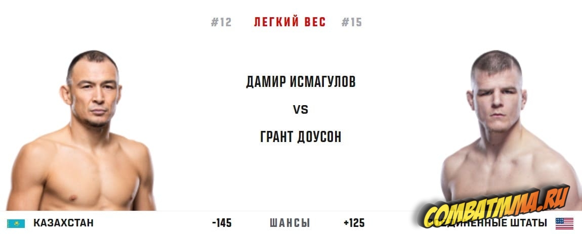 Прогноз на бой Дамир Исмагулов - Грант Доусон