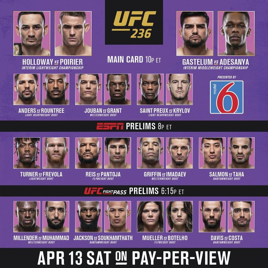Участники и кард UFC 236